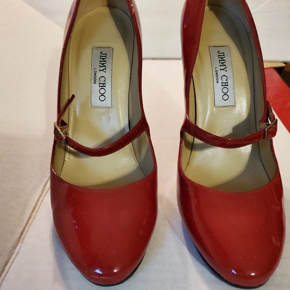 Jimmy Choo Red Tee Strap Heels Size 8 (Eur 39) - Picture 2 of 5